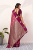 Rani Pink Wine Kanjivaram Silk Saree with Rich Gold Zari Border