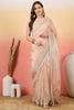 Peach Embroidered Net Saree with Designer Border Party Wear Saree