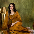 Mustard Gold Organza Silk Saree Designer Party Wear Saree