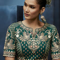 Peach Copper Embroidered Saree with Designer Blouse