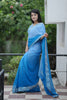 Sky Blue Georgette Saree with Embroidered Border Designer Blouse