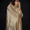 Gold Shimmer Silk Saree with Heavy Zari Stone Embroidered Border