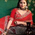 Red Bandhani Saree with Heavy Border Designer Blouse