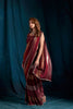 Maroon Satin Silk Saree with Metallic Zari Designer Party Wear