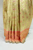 Pastel Green Banarasi Silk Saree with Peach-Pink Embroidered Pallu