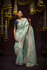  Mint Green Silk Saree with Floral Embroidered Border Designer Blouse