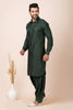 Elegant Dark Green Viscose Pathani Kurta Salwar Set for Men