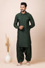 Elegant Dark Green Viscose Pathani Kurta Salwar Set for Men