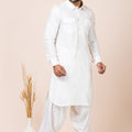 Classic White Viscose Pathani Kurta Salwar Set for Men