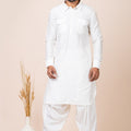 Classic White Viscose Pathani Kurta Salwar Set for Men