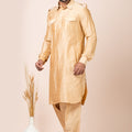 Stunning Beige Viscose Pathani Kurta Salwar Set for Men