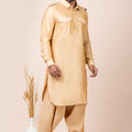 Stunning Beige Viscose Pathani Kurta Salwar Set for Men