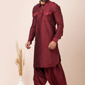 Traditonal Maroon Viscose Pathani Kurta Salwar Set for Men