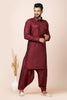Traditonal Maroon Viscose Pathani Kurta Salwar Set for Men