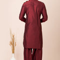 Traditonal Maroon Viscose Pathani Kurta Salwar Set for Men