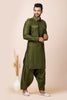 Superb Olive Green Viscose Pathani Kurta Pajama for Men