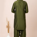 Superb Olive Green Viscose Pathani Kurta Pajama for Men
