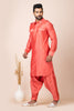 Impressive Orange Color Viscose Pathani Kurta Pajama for Men