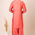 Impressive Orange Color Viscose Pathani Kurta Pajama for Men