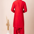 Handsome Red Color Viscose Pathani Kurta Pajama for Men
