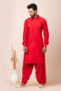 Handsome Red Color Viscose Pathani Kurta Pajama for Men