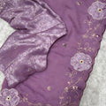 Lavender Organza Saree with Floral Embroidery Designer Blouse