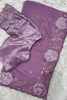 Lavender Organza Saree with Floral Embroidery Designer Blouse