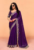 Purple Designer Saree Heavy Embroidered Border Saree