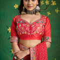 Red Bandhani Saree with Heavy Border Designer Blouse