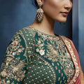 Peach Copper Embroidered Saree with Designer Blouse