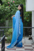 Sky Blue Georgette Saree with Embroidered Border Designer Blouse