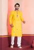 Yellow Rayon Kurta with Multicolor Mirror Work and Printed Collar For Navratri