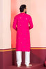 Rani Pink Rayon Kurta with Multicolor Mirror Work and Printed Collar For Navratri