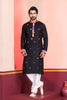 Black Rayon Kurta with Multicolor Mirror Work and Printed Collar for Navratri