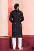 Black Rayon Kurta with Multicolor Mirror Work and Printed Collar for Navratri
