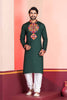 Dark Green Rayon Kurta with Multicolor Mirror Embroidery for Navratri Festival
