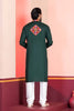 Dark Green Rayon Kurta with Multicolor Mirror Embroidery for Navratri Festival