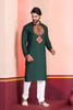 Dark Green Rayon Kurta with Multicolor Mirror Embroidery for Navratri Festival