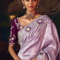 Lavender Silk Saree and Contrasting Wine Blouse