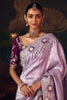 Lavender Silk Saree and Contrasting Wine Blouse