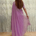 Lavender Organza Saree with Floral Embroidery Designer Blouse