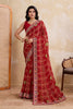 Red Printed Saree Traditional Motif Design Decorative Border 