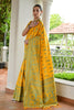 Elegant Mustard Yellow Cotton Silk Saree with Traditional Woven Border