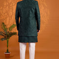 Luxury Dark Green Indo Western Sherwani for Men With Designer Jacquard Jacket