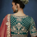 Peach Copper Embroidered Saree with Designer Blouse