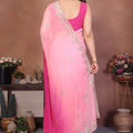 Pink Ombre Georgette Saree with Embroidered Border Work