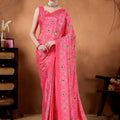 Pink Bandhani Print Saree with Mirror Work Designer Saree