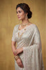 Silver Grey Organza Silk Saree Floral Embroidery and Designer Border