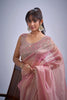 Peach Pink Tissue Silk Saree with Zari Embroidery Designer Blouse