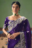 Royal Purple Organza Silk Saree Heavy Silver Zari Embroidery Border